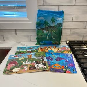 Set of 4 wooden puzzles